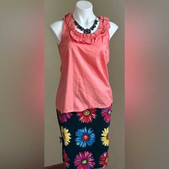 City Silk Midi Black W Red Pink Blue Yellow Sun Flowers SZ 6 Damage Last… - Picture 3 of 13